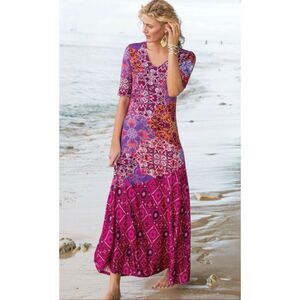 Soft Surroundings Boho Paisley Medallion Maxi Dress S Artsy Maximalist Lagenlook